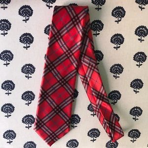 Burberry Check Silk Tie - BRAND NEW - Red